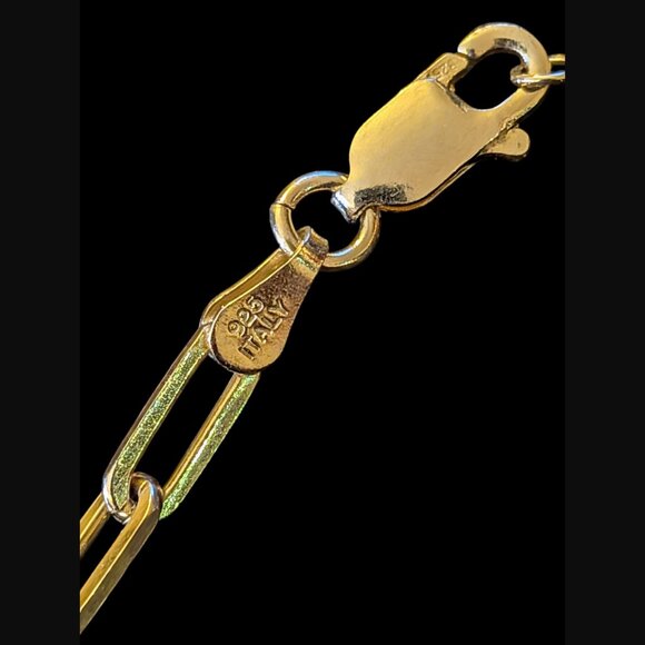 925 Sterling Gold Vermeil 3mm 18.25" Paperclip Chain Necklace - Picture 9 of 9